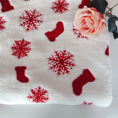 Noel Konfeksiyonu için Kırmızı Folyo 270GSM ile Kaplanmış Çözgü Polyester Flanel Kumaş