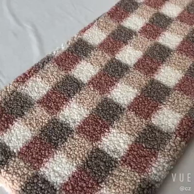 Döşemelik Ev Tekstili Çanta İçin Ekose Baskılı Sherpa Polar Kumaş 300gsm