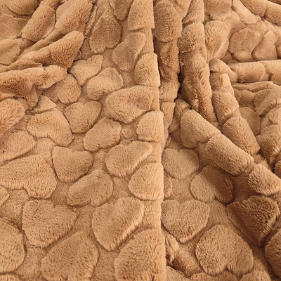 Polyester Faux Fur Kumaş 370 Gsm Aşk Desenli Yastık Battaniyesi İçin Kesilmiş