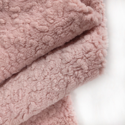 Pembe Polyester Sherpa Polar Kumaş 445 Gsm Kış Sıcak Kalın Battaniye