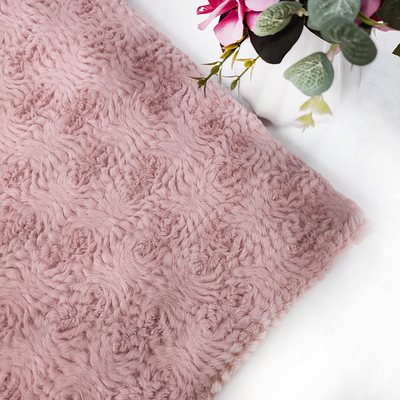 Pembe Polyester Faux Fur Kumaş Örme 58/60 '' Giyim Çiçek Tavşanı İçin