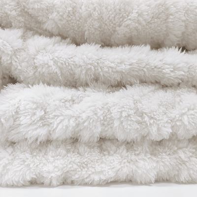 Kış Pijamaları için Beyaz Battaniye Peluş Shu Velveteen Kumaş 270 GSM Yumuşak Sherpa