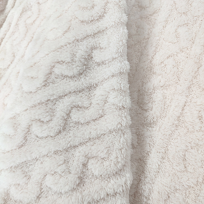 Kış Pijamaları için Beyaz Battaniye Peluş Shu Velveteen Kumaş 270 GSM Yumuşak Sherpa