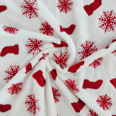 Noel Konfeksiyonu için Kırmızı Folyo 270GSM ile Kaplanmış Çözgü Polyester Flanel Kumaş