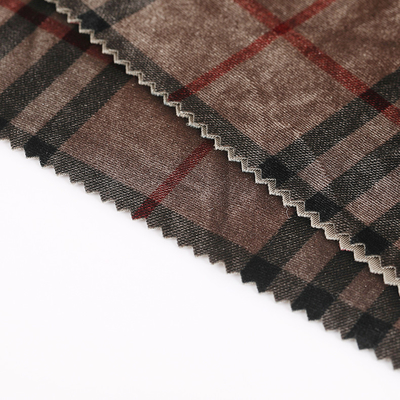 Pillowslip Perde Pantolon için Kahve Rengi Ekose Desenli Kadife Kumaş 240gsm