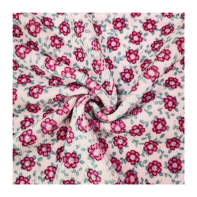 Çiçek Baskılı Jakarlı Kadife Kadife Kumaş 310gsm %100 Polyester