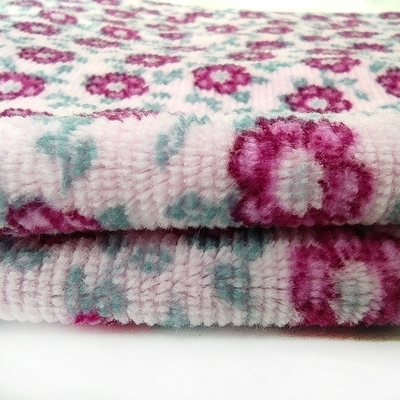 Çiçek Baskılı Jakarlı Kadife Kadife Kumaş 310gsm %100 Polyester