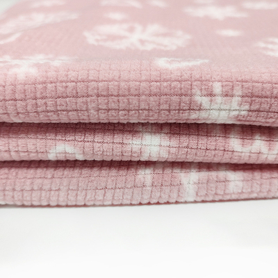 Yumuşak Jakarlı Baskılı Pembe Mikro Polar Kumaş 160gsm