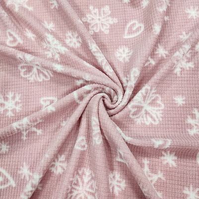 Yumuşak Jakarlı Baskılı Pembe Mikro Polar Kumaş 160gsm